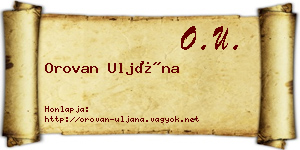 Orovan Uljána névjegykártya
